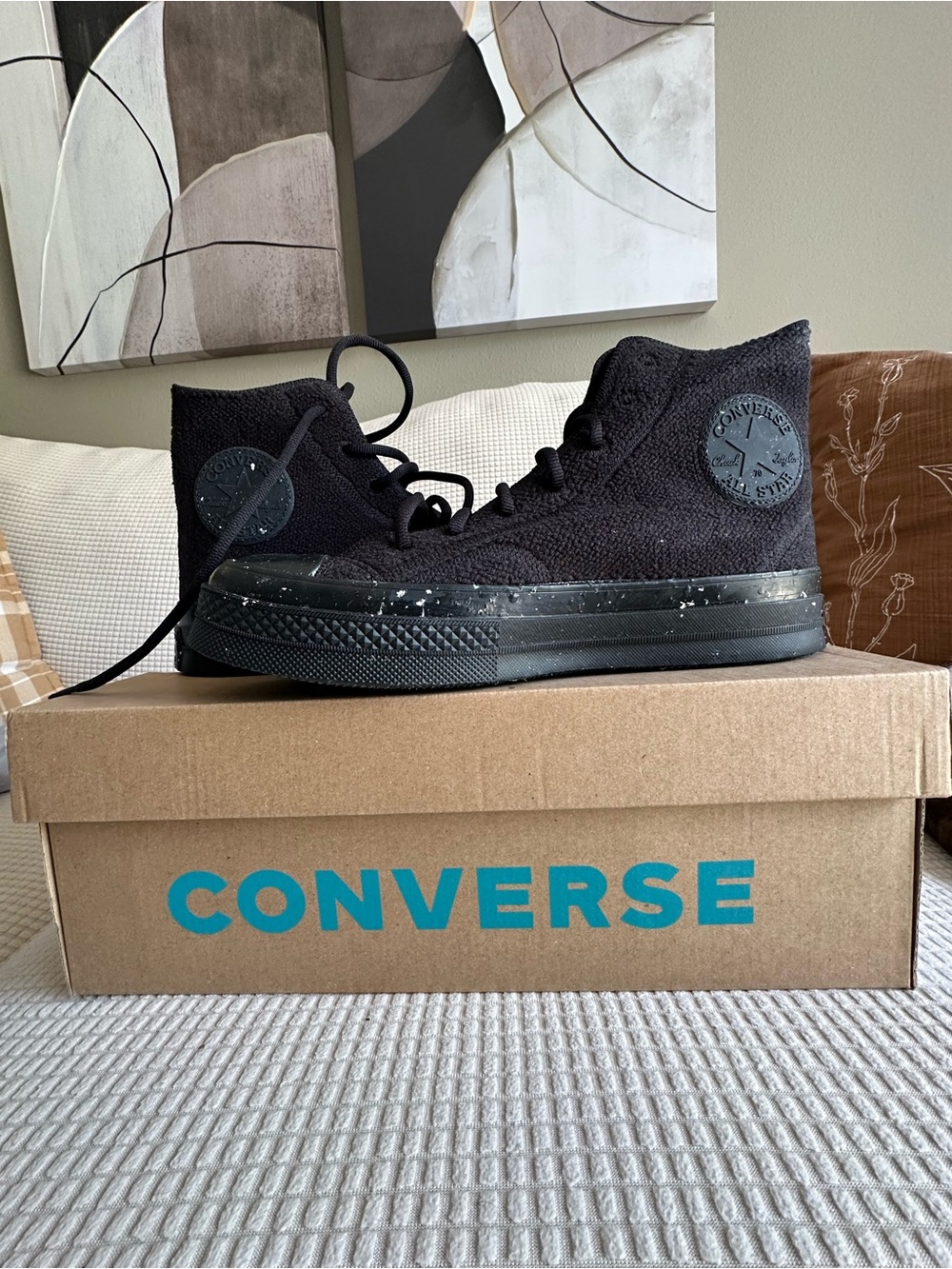 Converse High Top Sneakers in Black with Speckle Sole